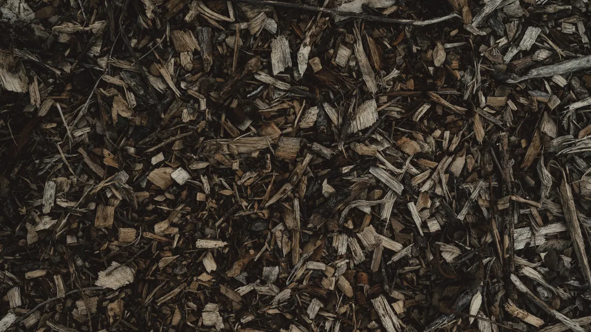 Close-up of wood mulch ground cover